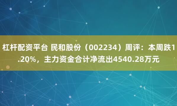 杠杆配资平台 民和股份（002234）周评：本周跌1.20%，主力资金合计净流出4540.28万元
